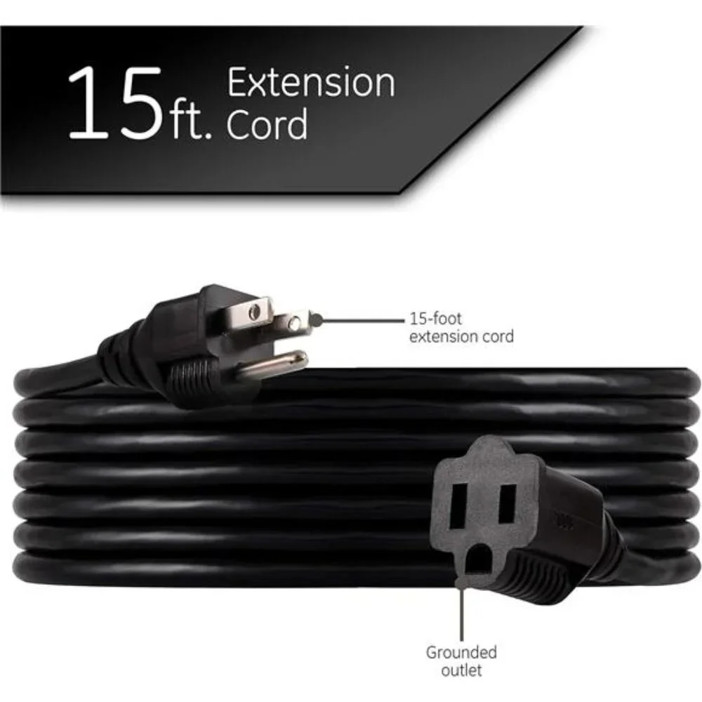 Outdoor Extension Cord,15 Ft,Heavy Duty Extension Cord,Double Insulated,Grounded